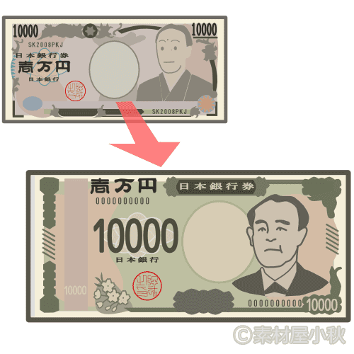 新一万円札のイラスト 四代目素材屋こあき
