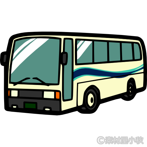 青いラインの観光バスのイラスト